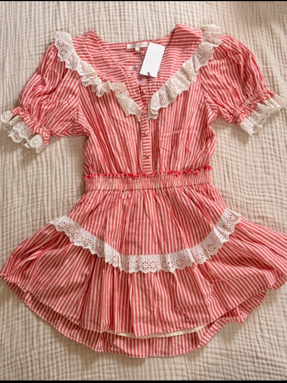 NWT LoveShackFancy Nanette Striped Minidress Sz XS